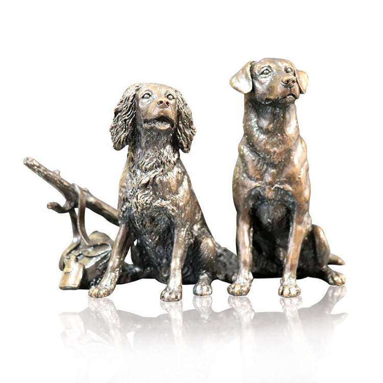 Art In Bronze Dogs Waiting for the Guns Figurine