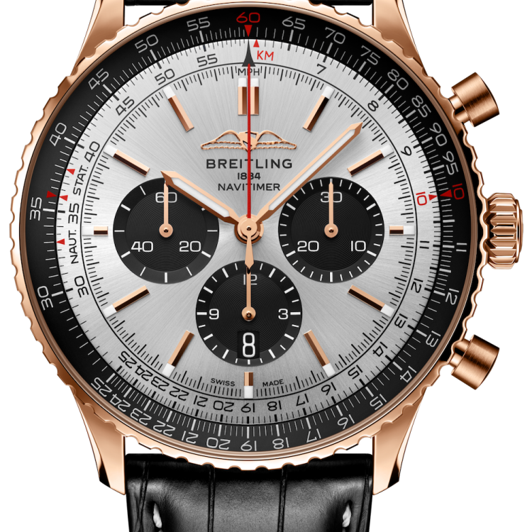 Breitling Watch Navitimer B01 Chronograph 46 18k Black Croc Folding Clasp
