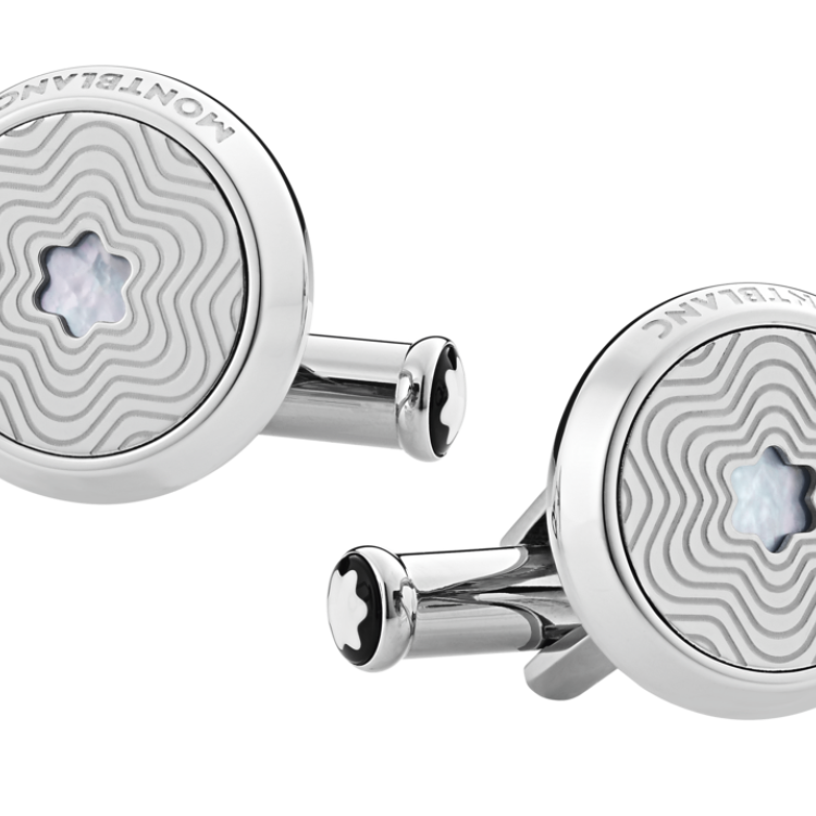 Montblanc Stainless Steel Mother of Pearl Exploding Star Cufflinks