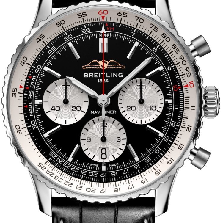 Breitling Watch Navitimer B01 Chronograph 43 Black Croc Folding Clasp - Black