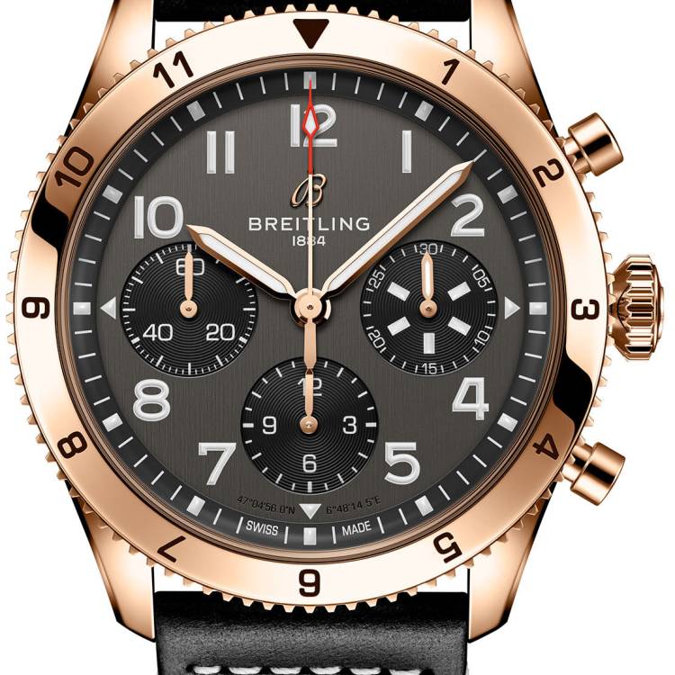 Breitling Watch Classic AVI Chronograph 42 P-51 Mustang Red Gold