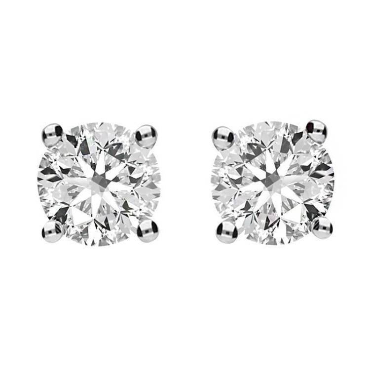18ct Yellow and White Gold 0.83 Carat Diamond Solitaire Stud Earrings D