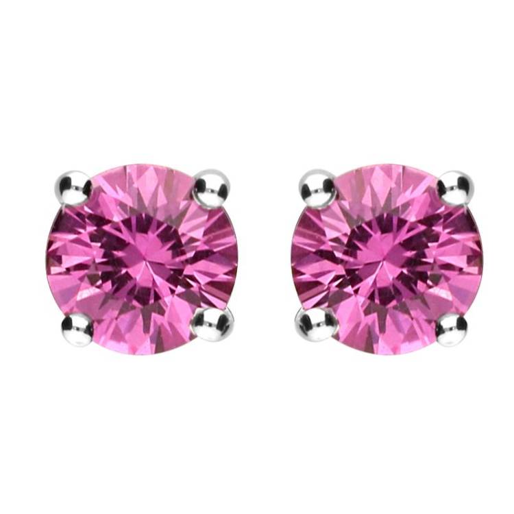 18ct White Gold 1.30ct Pink Sapphire Solitaire Stud Earrings