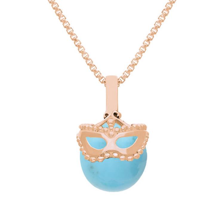18ct Rose Gold Turquoise Zodiac Gemini 9mm Bead Pendant - Rose Gold