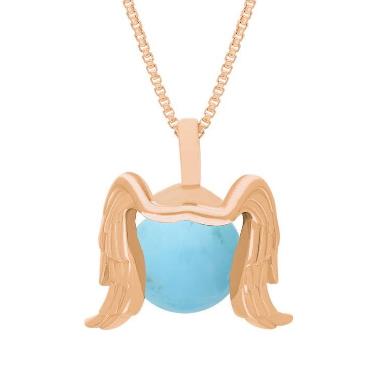 18ct Rose Gold Turquoise Zodiac Virgo 10mm Bead Pendant - Rose Gold
