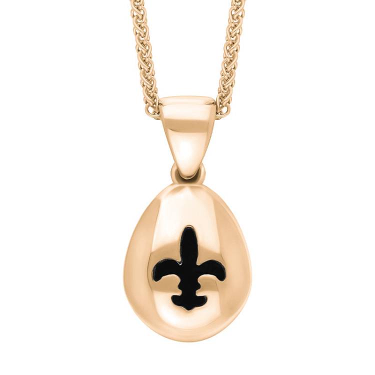 18ct Rose Gold Whitby Jet Fleur De Lis Pear Shape Necklace