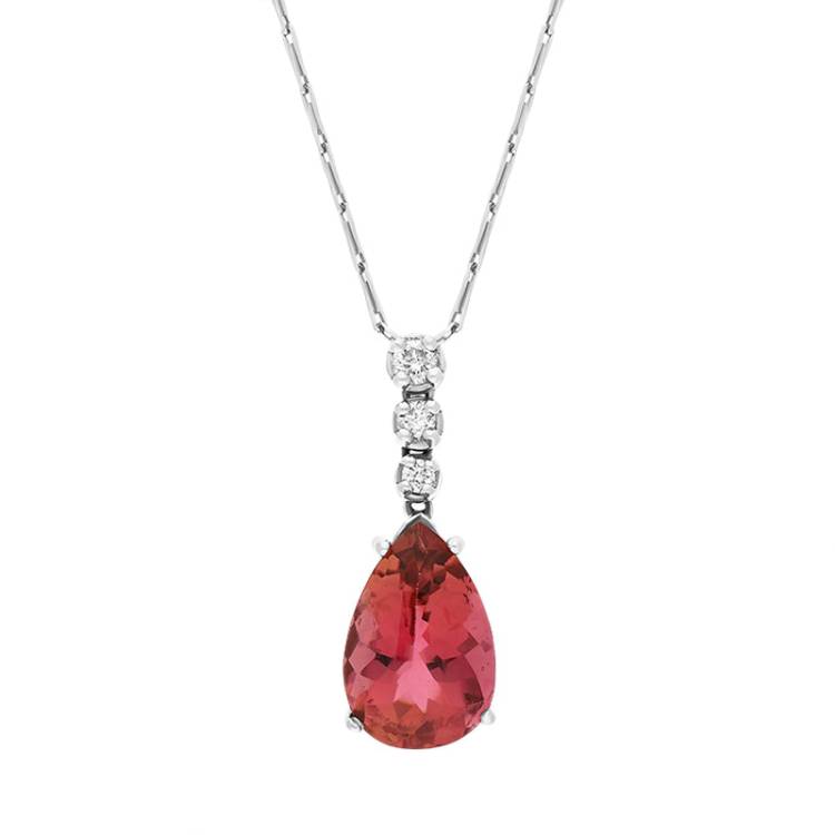 18ct White Gold 4.86ct Rubylite Diamond Pear Necklace D - Option1 Value White Gold