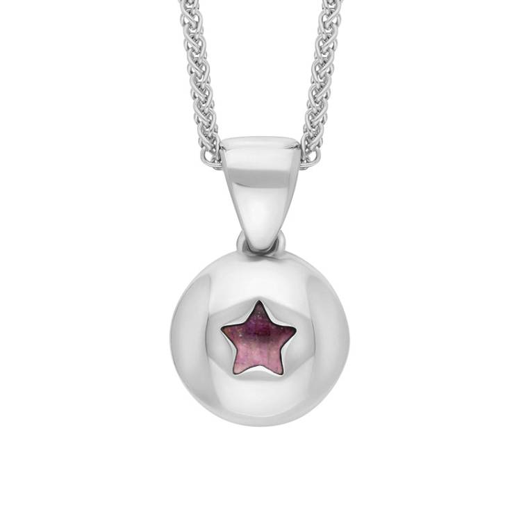 18ct White Gold Blue John Star Disc Necklace
