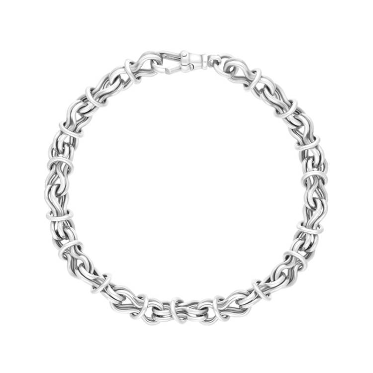 18ct White Gold Multi Link Handmade Bracelet