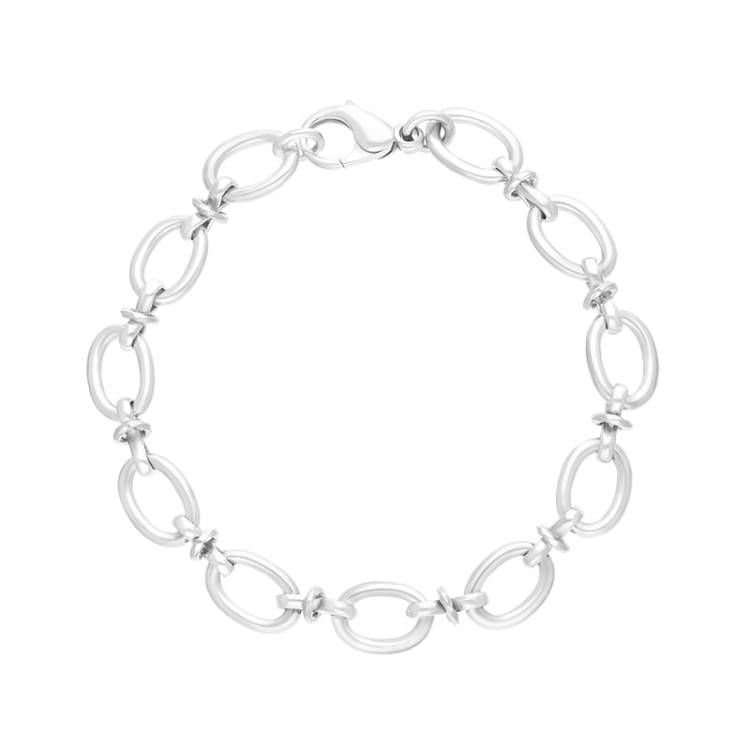 18ct White Gold Oval Link Handmade Bracelet