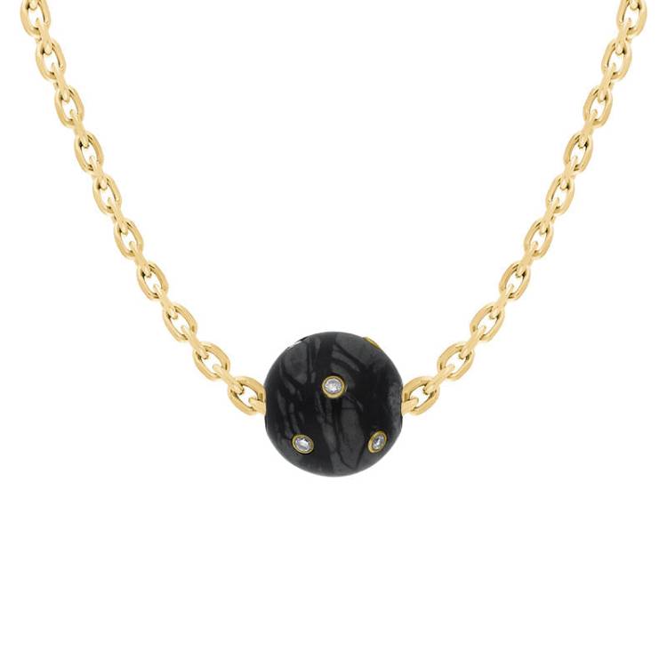 18ct Yellow Gold Diamond Onyx Bead Charm D - Gold