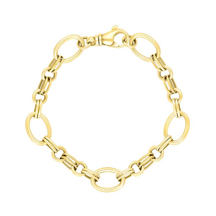 18ct Yellow Gold Double Link Handmade Bracelet