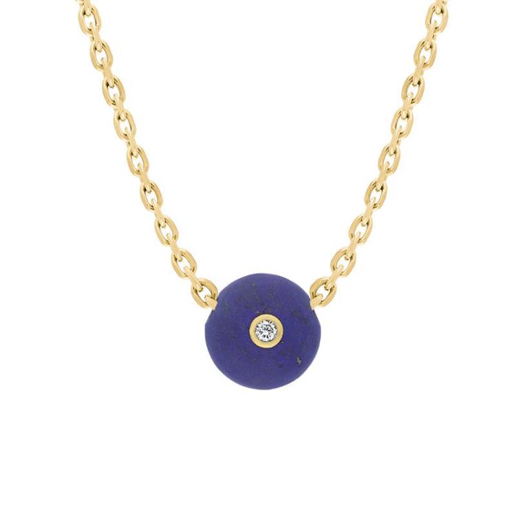 18ct Yellow Gold Lapis Lazuli Diamond Set Bead Charm D - Gold