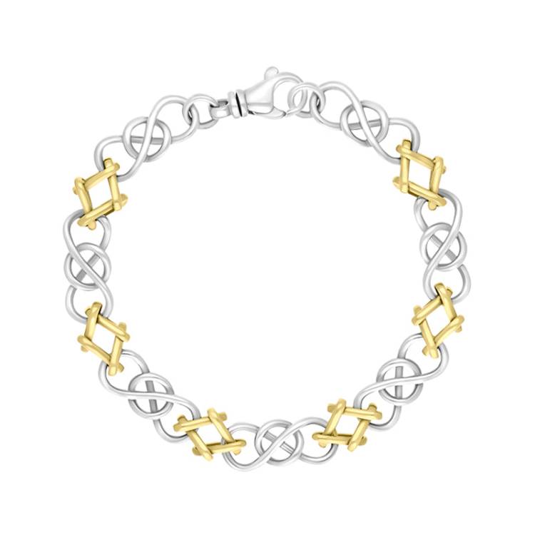 18ct Yellow Gold Sterling Silver Celtic Knot Handmade Bracelet