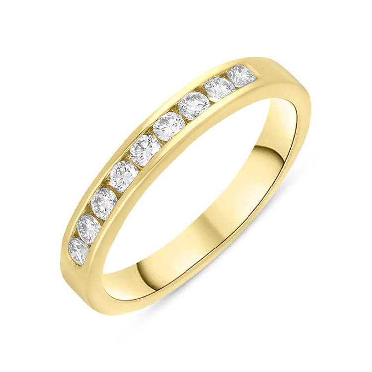 18ct Yellow Gold 0.30ct Diamond Nine Stone Channel Set Eternity Ring - Gold
