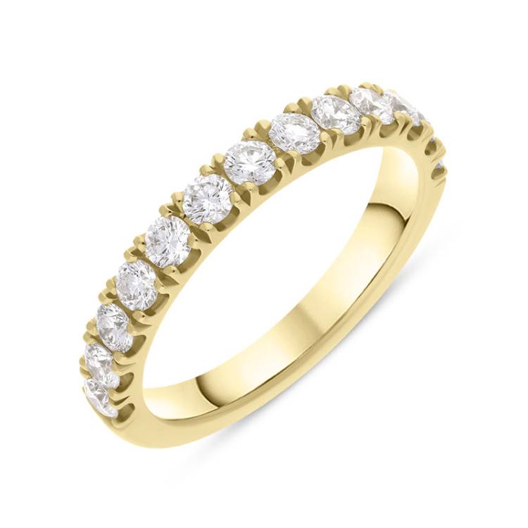 18ct Yellow Gold 0.75ct Diamond Half Eternity Ring - Yellow Gold