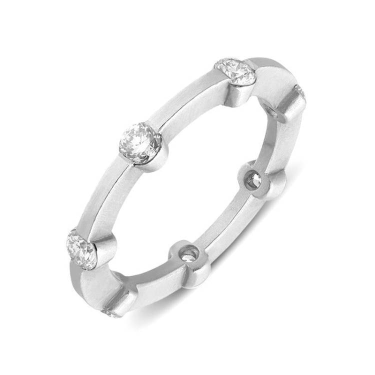 18ct Matte White Gold 0.35ct Diamond Seven Stone Eternity Ring - L