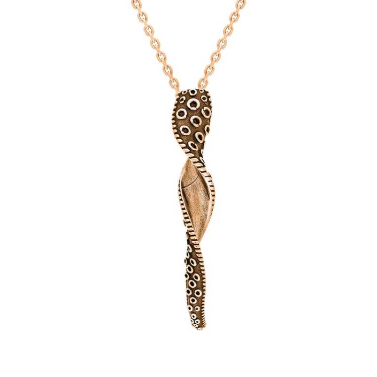 18ct Rose Gold Tentacle Twist Necklace - Silver