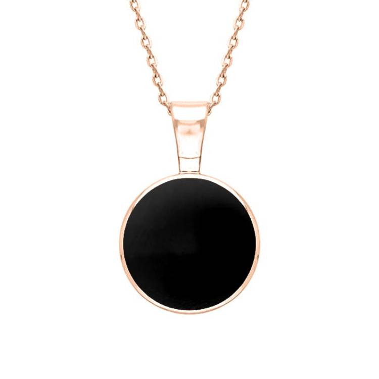 18ct Rose Gold Whitby Jet Heritage Round Necklace - Rose Gold