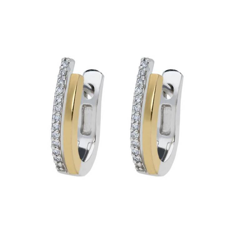 18ct White and Yellow Gold 0.13ct Diamond Hoop Earrings