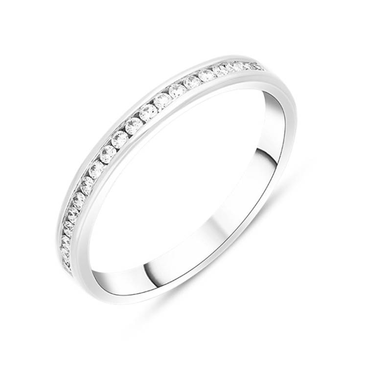18ct White Gold 0.14ct Diamond Channel Set Half Eternity Ring - White Gold