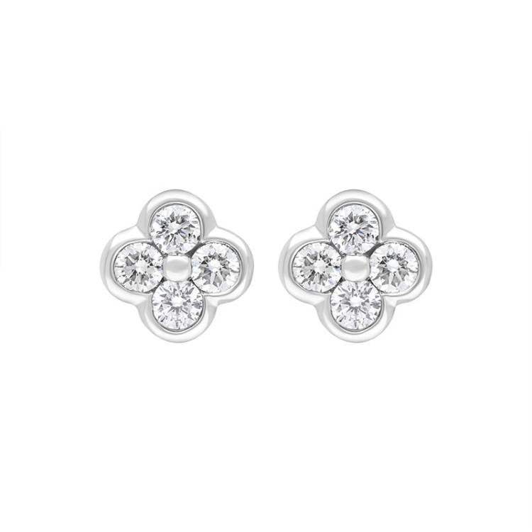 18ct White Gold 0.25ct Diamond Cluster Stud Earrings - White Gold