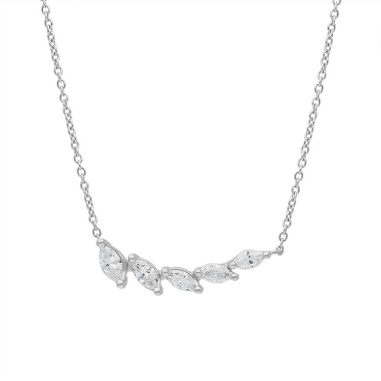 18ct White Gold 0.29ct Diamond Marquise Cut Graduated Necklace D - White Gold