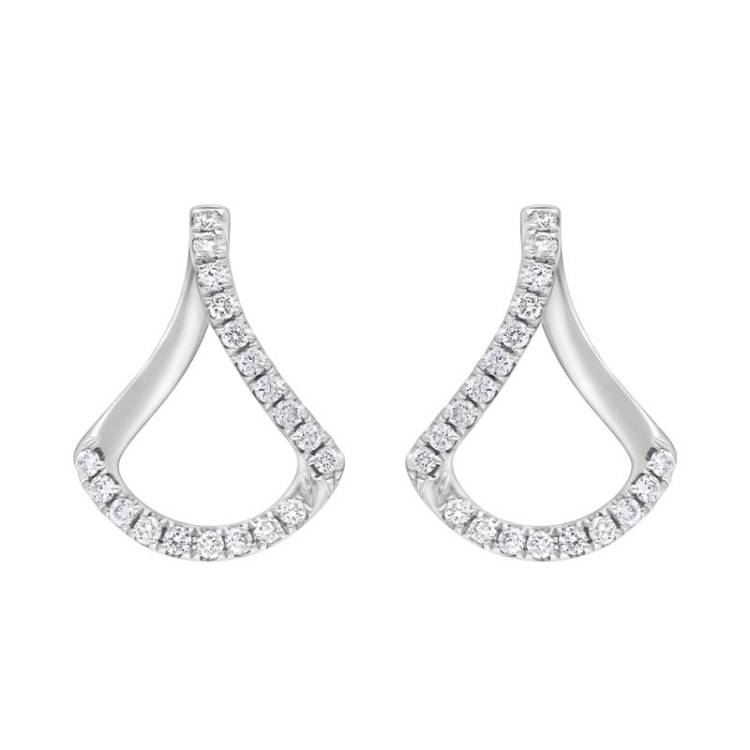 18ct White Gold 0.30ct Diamond Open Bell Shaped Earrings