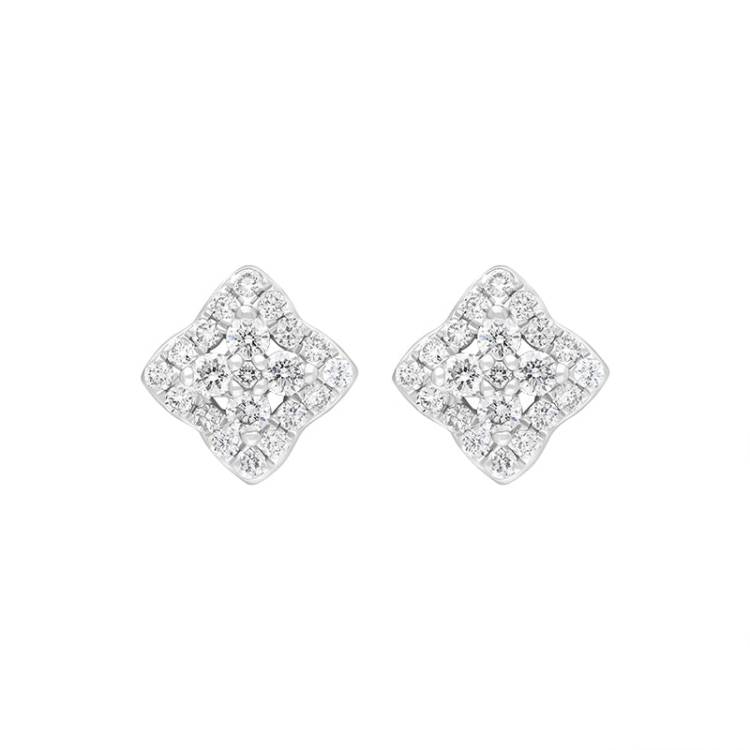 18ct White Gold 0.33ct Diamond Square Cluster Stud Earrings