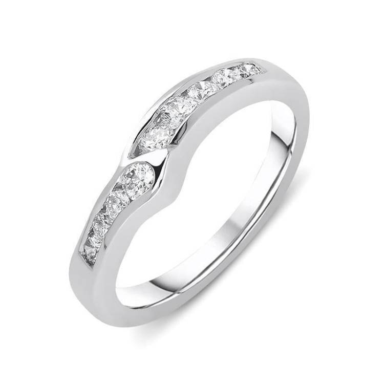 18ct White Gold 0.33ct Diamond Wishbone Wedding Ring D - J