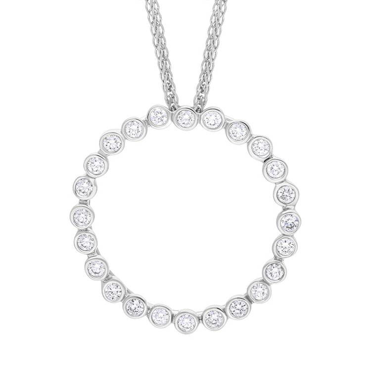 18ct White Gold 0.34ct Diamond Circle Pendant