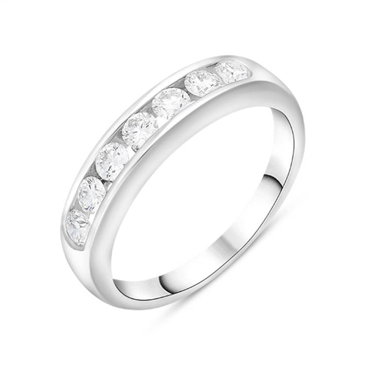 18ct White Gold 0.45ct Diamond Channel Set Half Eternity Ring - White Gold