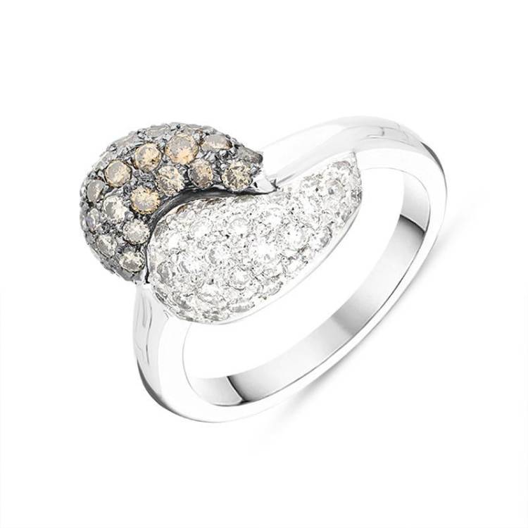 18ct White Gold 0.50ct Diamond Pave Dress Ring - M