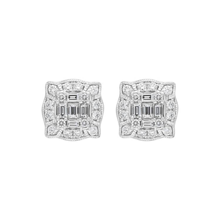 18ct White Gold 0.58ct Diamond Cluster Stud Earrings
