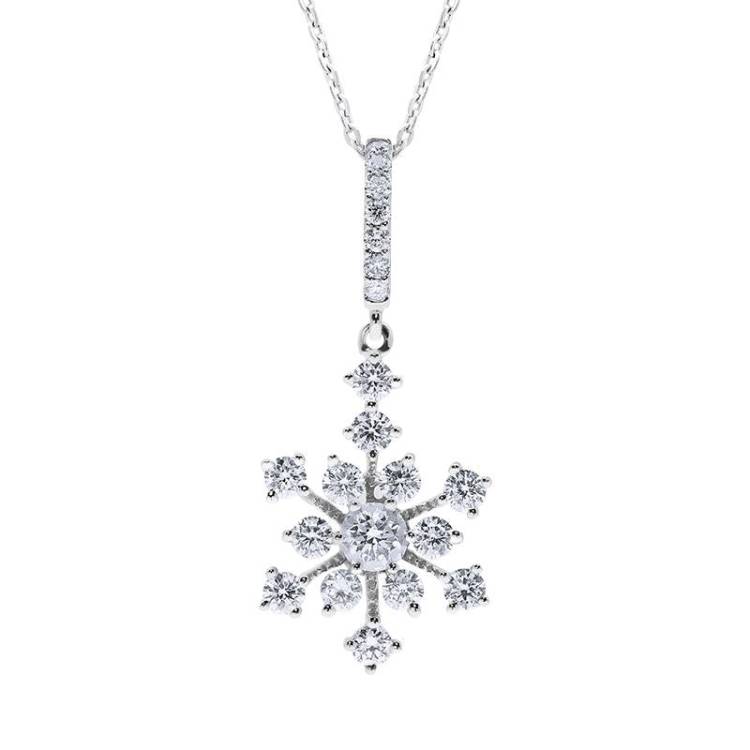 18ct White Gold 0.64ct Diamond Snowflake Necklace - Option1 Value White Gold