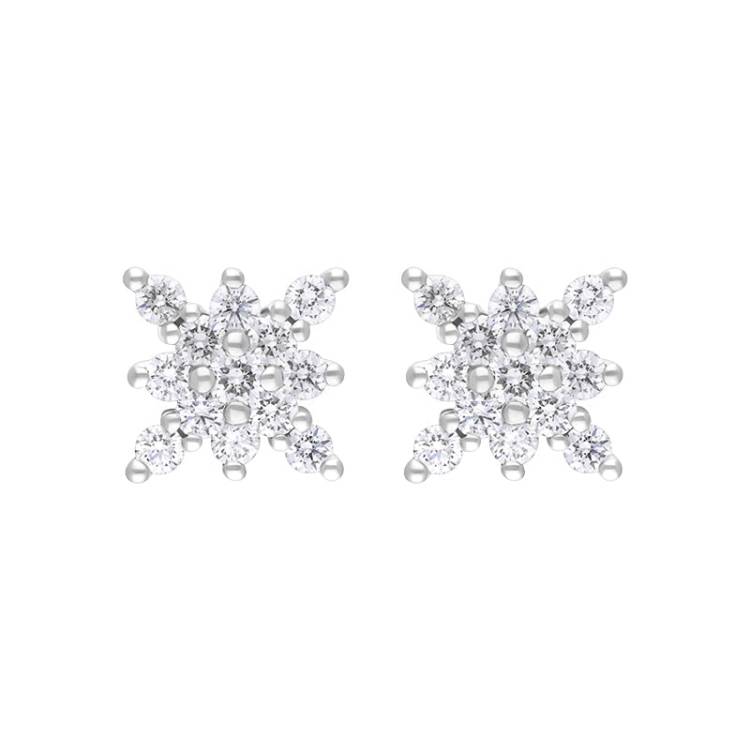 18ct White Gold 0.68ct Diamond Star Cluster Earrings