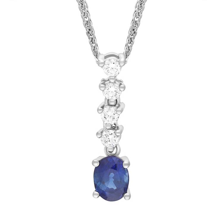 18ct White Gold 0.72ct Diamond Sapphire Pear Drop Necklace