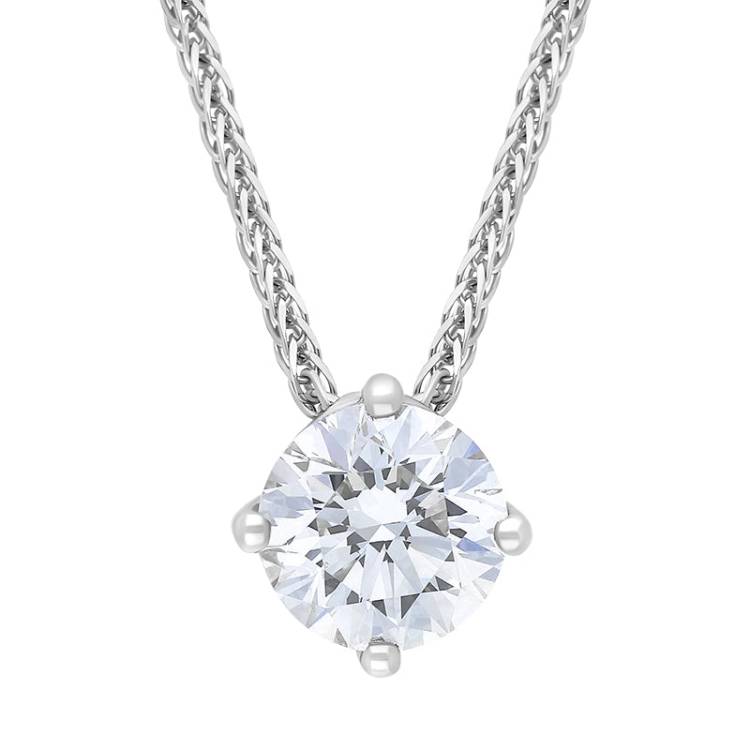 18ct White Gold 1.00ct Diamond Round Brilliant Cut Solitaire Slider Necklace