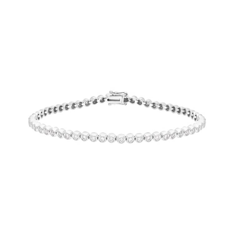 18ct White Gold 1.07ct Diamond Rubover Set Line Bracelet