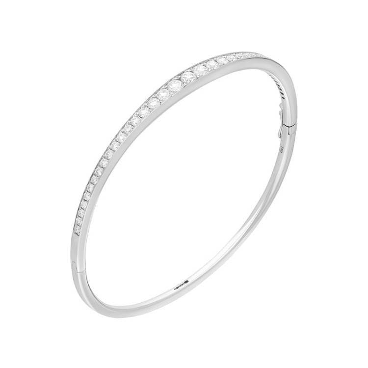 18ct White Gold 1.46ct Diamond Graduated Hinged Bangle