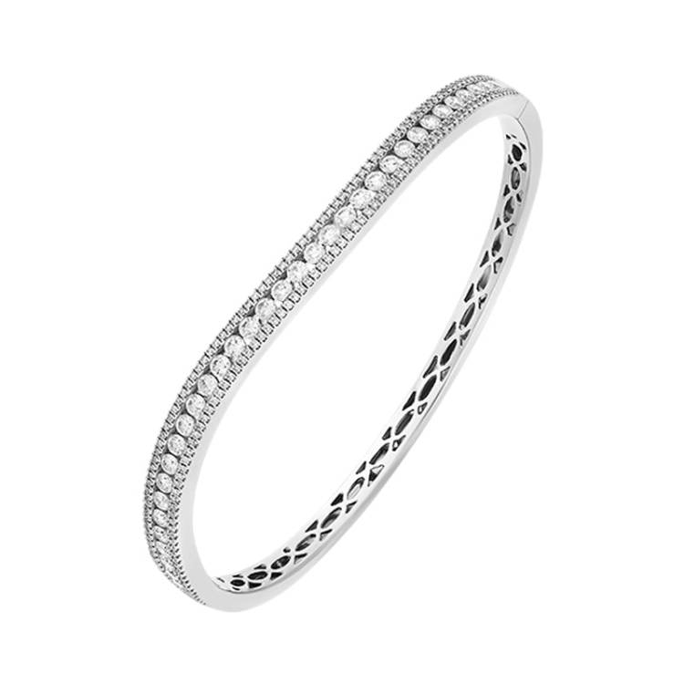 18ct White Gold 1.78ct Diamond Bangle - White Gold