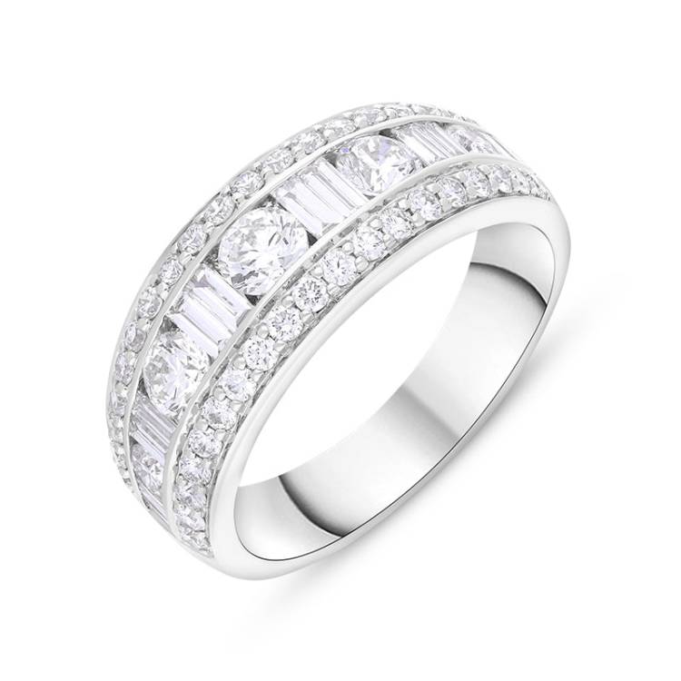 18ct White Gold 1.80ct Diamond Mixed Cut Graduating Eternity Ring