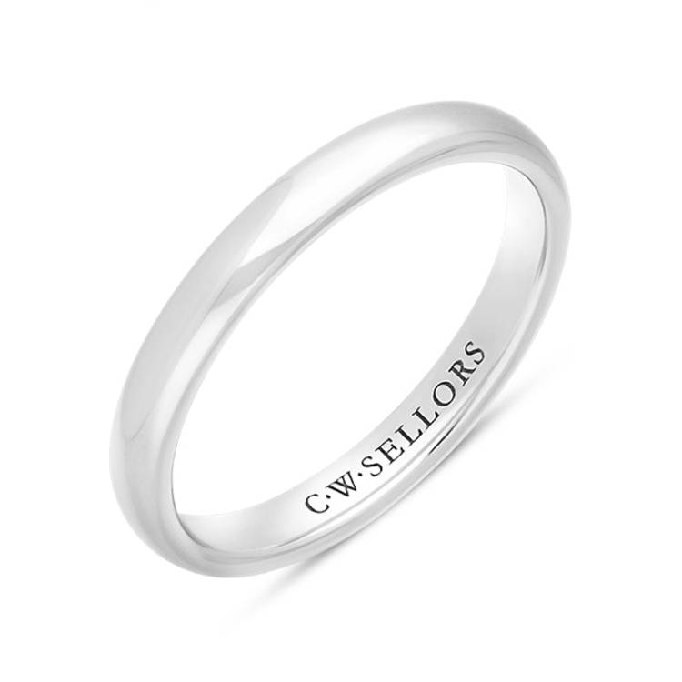 18ct White Gold 2.5mm Court Shaped Wedding Ring - Gold