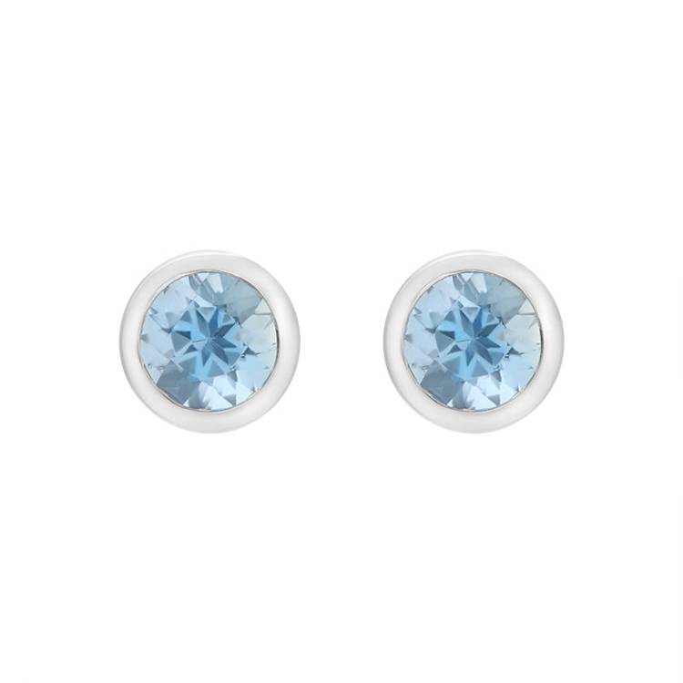 18ct White Gold Aquamarine Stud Earrings
