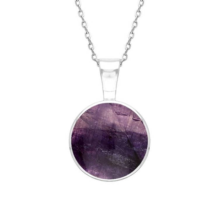 18ct White Gold Blue John Heritage Round Necklace - White Gold