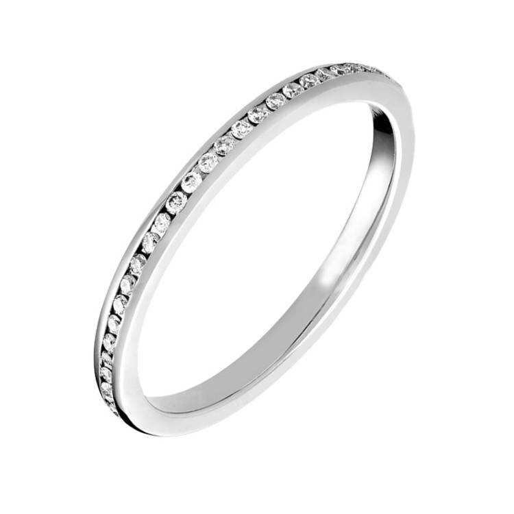 18ct White Gold Diamond Channel Set Wedding Full Eternity Ring - L