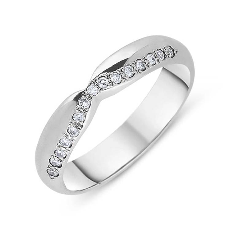 18ct White Gold 0.12ct Diamond Dipped Centre Half Eternity Ring D - N
