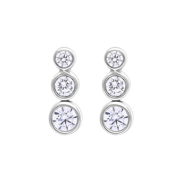 18ct White Gold 0.42ct Diamond Graduated Trilogy Earrings
