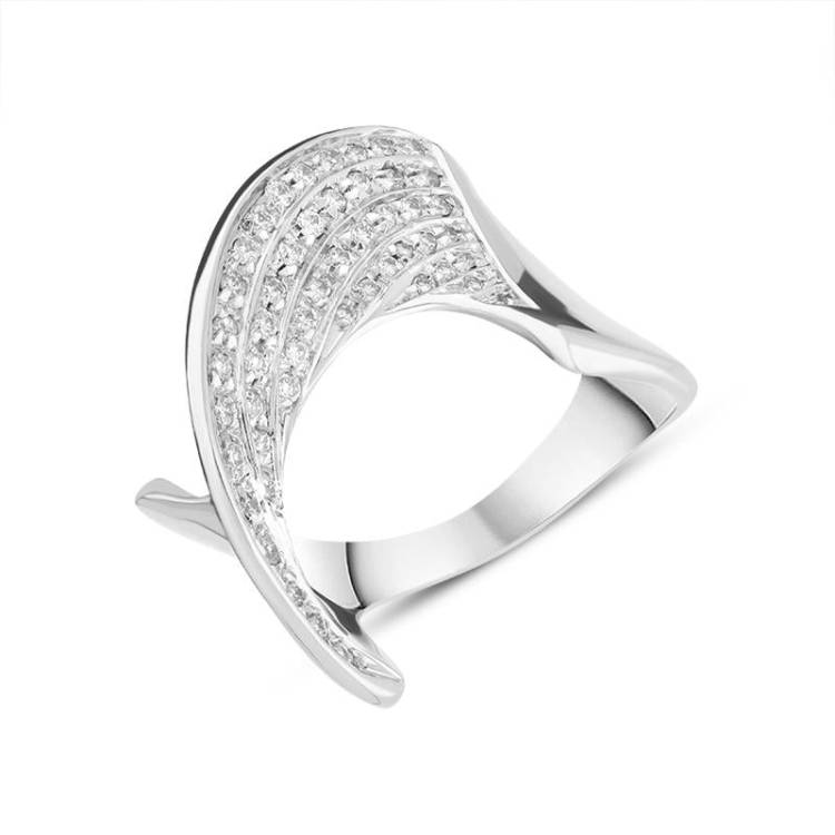 18ct White Gold Diamond Twisted Dress Ring - N