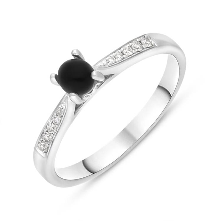 18ct White Gold Whitby Jet Diamond 0.07ct Ring - Y